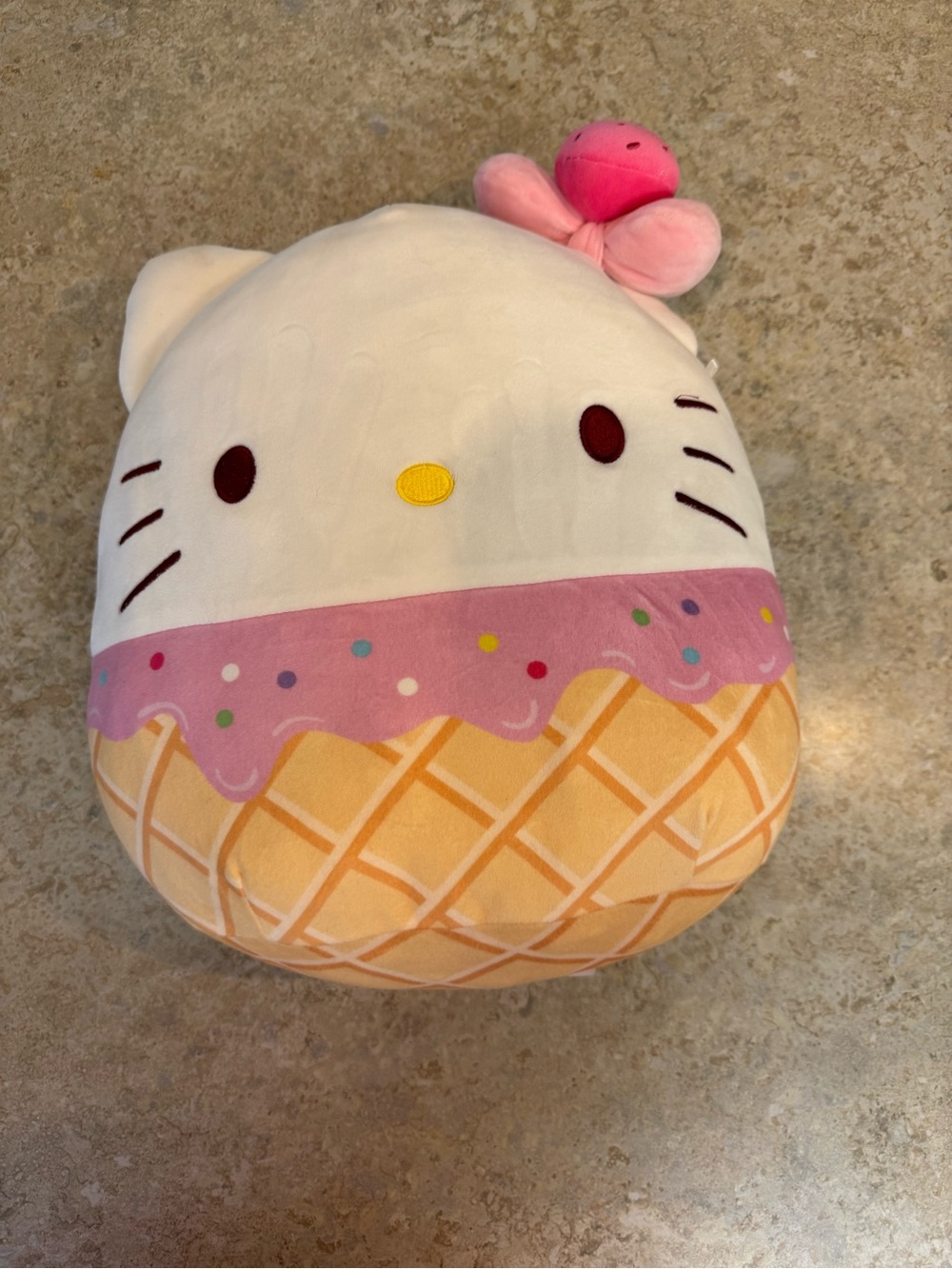Squishmallows Hello Kitty Ice Cream Cone Plush - White, Pink & Yellow
